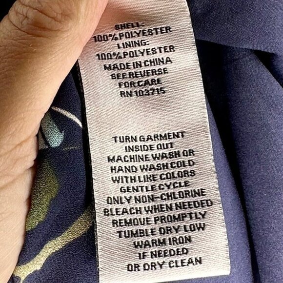 Nanette Lepore Navy Floral-Print Ruffled-Skirt Dress Size 10 - Picture 9 of 9